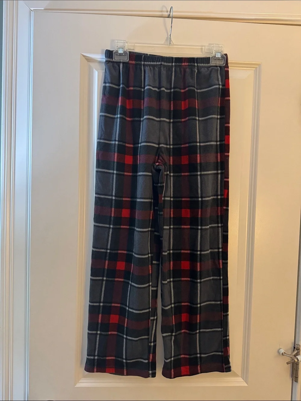 Cuddl Duds Red & Gray Plaid Fleece Pajama Pants